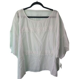 SC Designs Peasant Lace Trim Poncho  Boho Top Shirt White 4XL Plus‎ Size